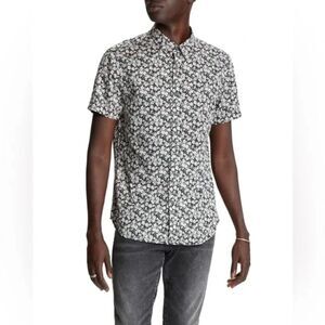 John Varvatos Men's Medium Doug Floral Regular-Fit Short Sleeve Sport Shirt